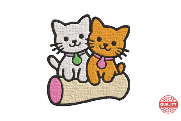 Cute Cat Couple on Log Embroidery Review