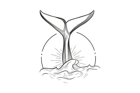 Whale Tail Outline for Seasonal Embroidery
