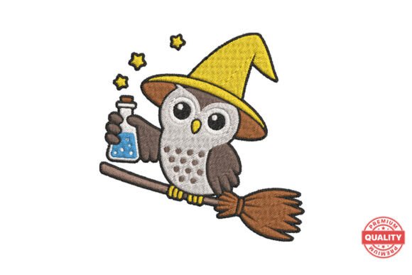 Wizard Owl Flying on Broom Embroidery Review